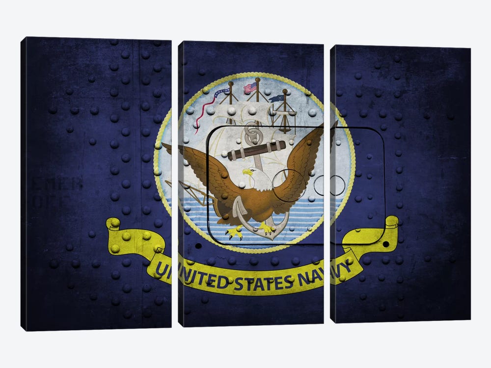 U.S. Navy Flag (Riveted Warship Panel Background) III by iCanvas 3-piece Canvas Artwork