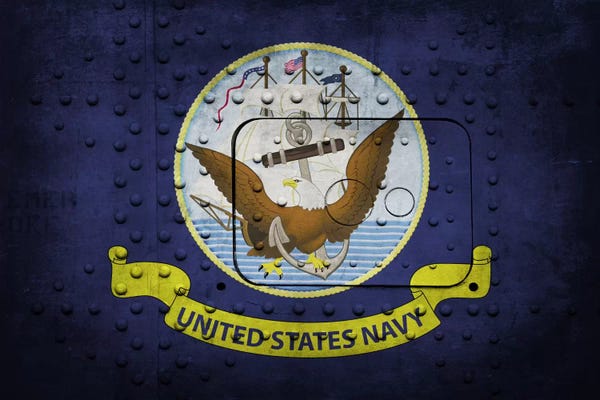 Flags Collection: U.S. Navy Flag (Riveted Warship Panel Background) III by iCanvas