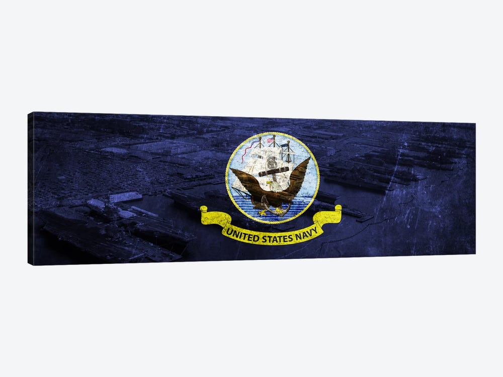 U.S. Navy Flag (Naval Station Norfolk Background) I by iCanvas 1-piece Canvas Art Print