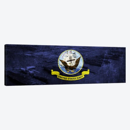 U.S. Navy Flag (Naval Station Norfolk Background) I Canvas Print #FLG244} by iCanvas Canvas Print
