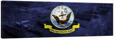 U.S. Navy Flag (Naval Station Norfolk Background) I Canvas Art Print - Flags Collection