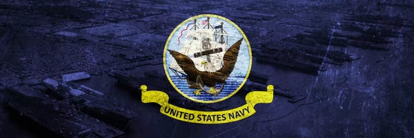 Navy: U.S. Navy Flag (Naval Station Norfolk Background) I by iCanvas