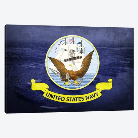 U.S. Navy Flag (Naval Station Norfolk Background) II Canvas Print #FLG245} by 5by5collective Canvas Print