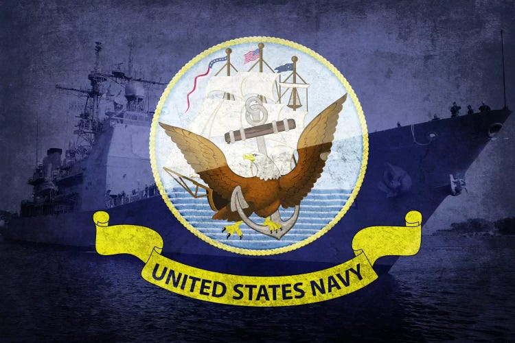 U.S. Navy Flag (U.S.S Monterey Background) by iCanvas wall art