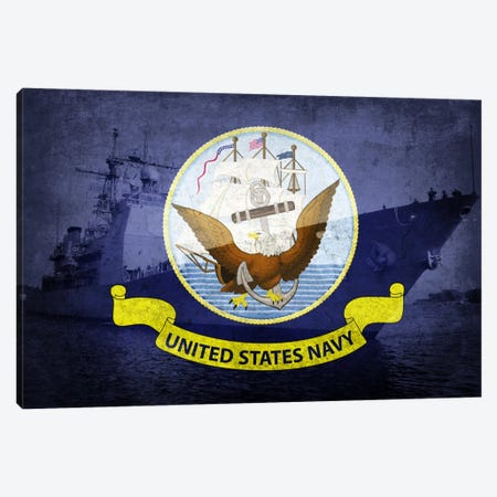 U.S. Navy Flag (U.S.S Monterey Background) Canvas Print #FLG246} by iCanvas Art Print