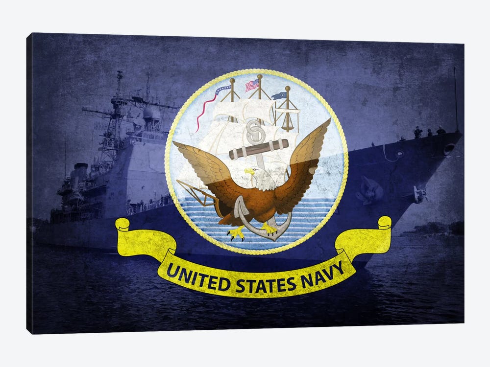 U.S. Navy Flag (U.S.S Monterey Background) by iCanvas 1-piece Art Print