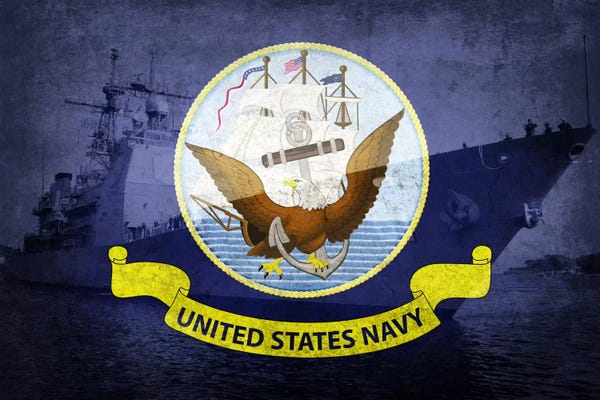 Navy: U.S. Navy Flag (U.S.S Monterey Background) by iCanvas