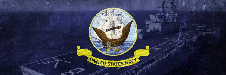 U.S. Navy Flag (U.S.S Makin Island Background) by iCanvas wall art