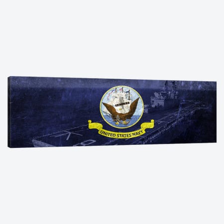 U.S. Navy Flag (U.S.S Makin Island Background) Canvas Print #FLG247} by iCanvas Canvas Print