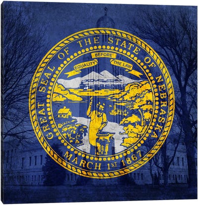 Nebraska (Capitol Building) Canvas Art Print - U.S. State Flag Art