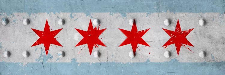Chicago City Flag (Riveted Metal) Panoramic by iCanvas wall art
