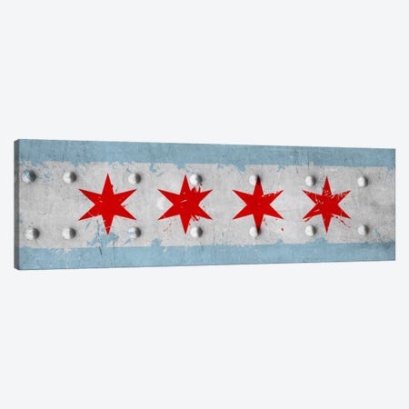 Chicago City Flag (Riveted Metal) Panoramic Canvas Print #FLG24} by iCanvas Canvas Print