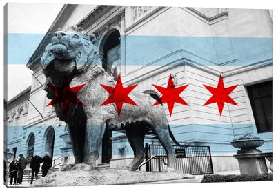 Chicago FlagArt Institute of Chicago Canvas Art Print - Lion Art