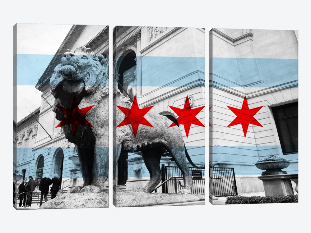 Chicago FlagArt Institute of Chicago by iCanvas 3-piece Art Print