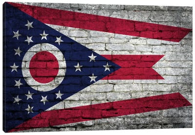 Ohio State Flag on Bricks Canvas Art Print - U.S. State Flag Art