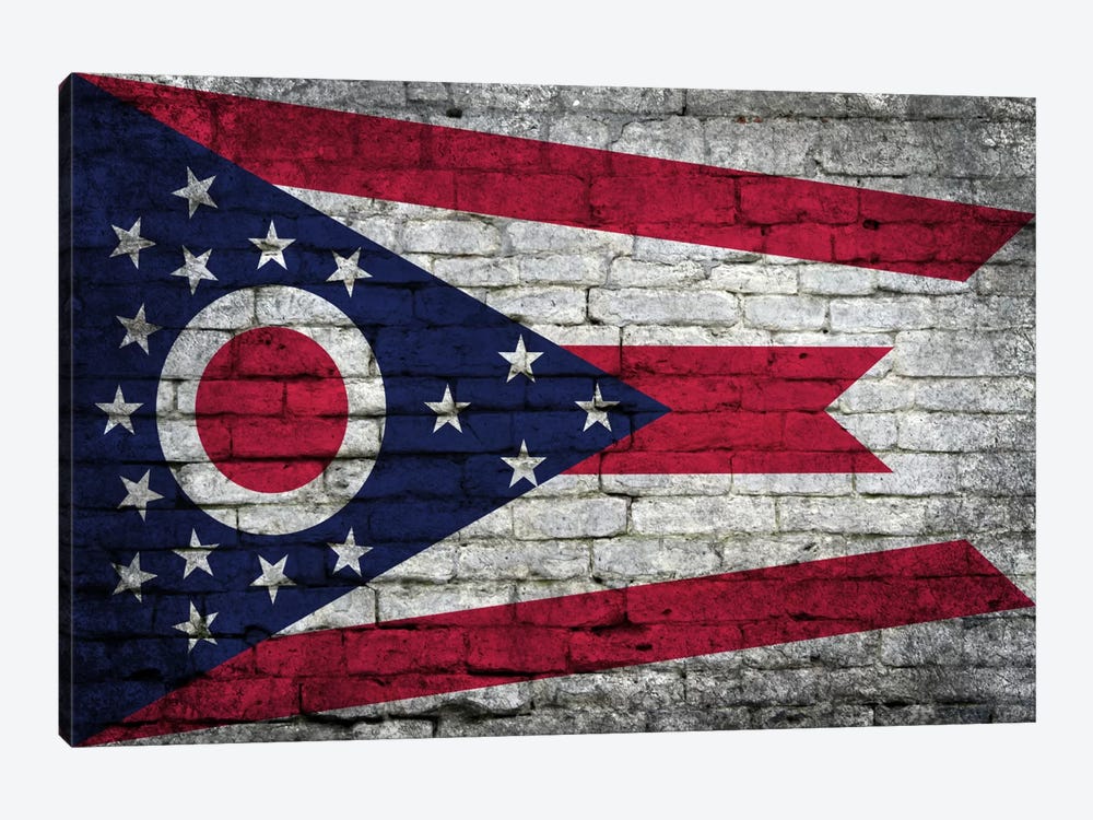 Ohio State Flag on Bricks by iCanvas 1-piece Canvas Print