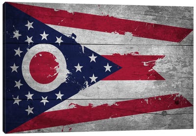Ohio FlagWood Planks with Splatters Canvas Art Print - Flag Art