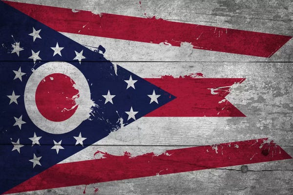 Ohio: Ohio FlagWood Planks with Splatters by iCanvas