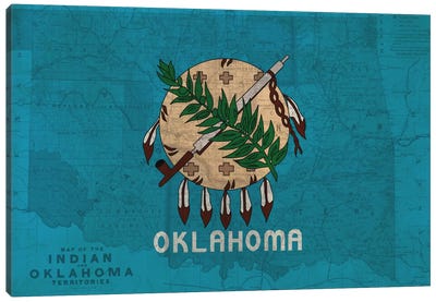 Oklahoma (Vintage Map) Canvas Art Print - Flags Collection