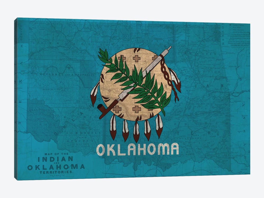 Oklahoma (Vintage Map) by 5by5collective 1-piece Canvas Art Print