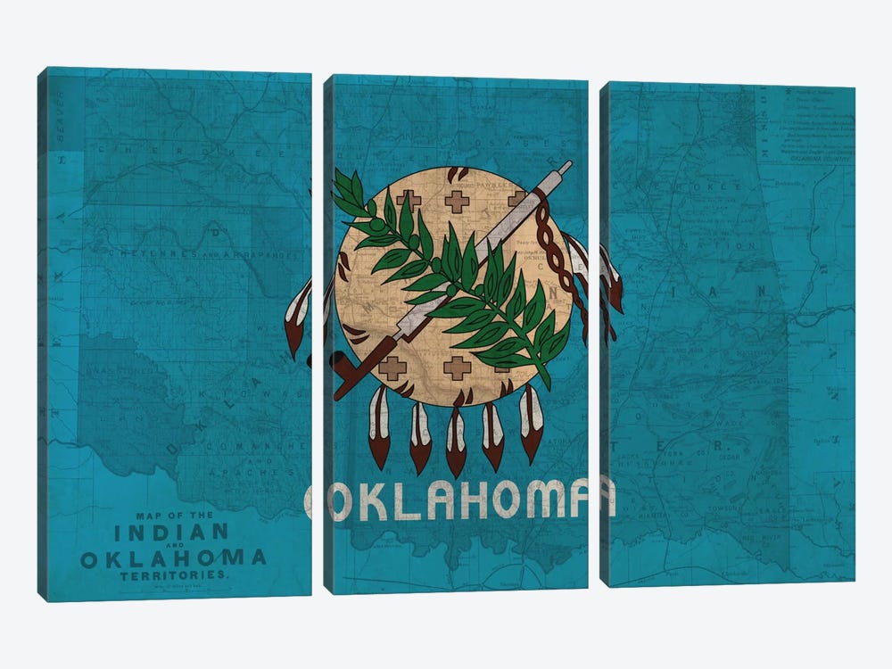 Oklahoma (Vintage Map) by 5by5collective 3-piece Art Print