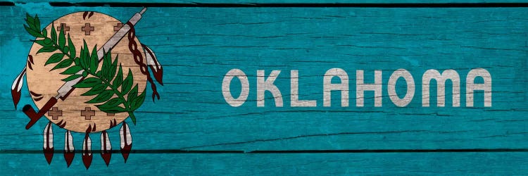 Oklahoma State Flag on Wood Planks Panoramic by iCanvas wall art