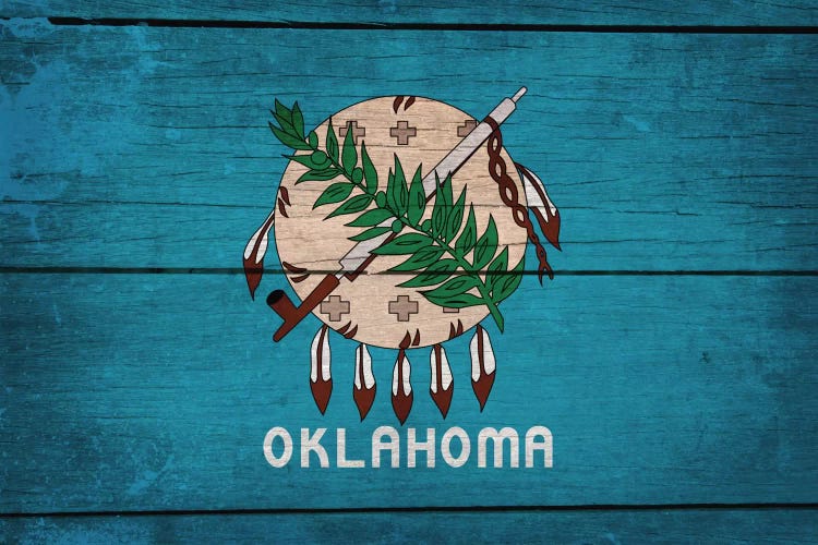 Oklahoma State Flag on Wood Planks