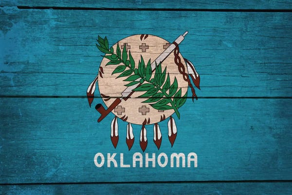 Oklahoma: Oklahoma State Flag on Wood Planks by iCanvas
