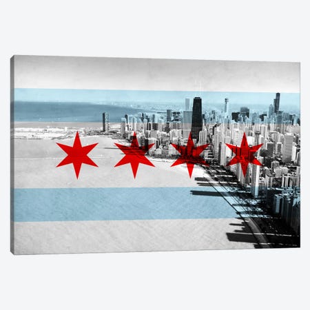 Chicago City Flag (Downtown Skyline) Canvas Print #FLG29} by iCanvas Canvas Artwork