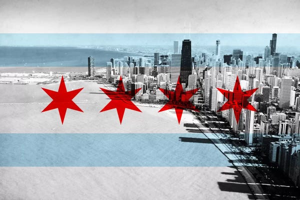 5by5collective: Chicago City Flag (Downtown Skyline) by 5by5collective