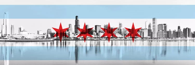 Chicago City Flag (Downtown Skyline) Panoramic