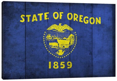 Oregon (Wood Planks) Canvas Art Print - Flags Collection