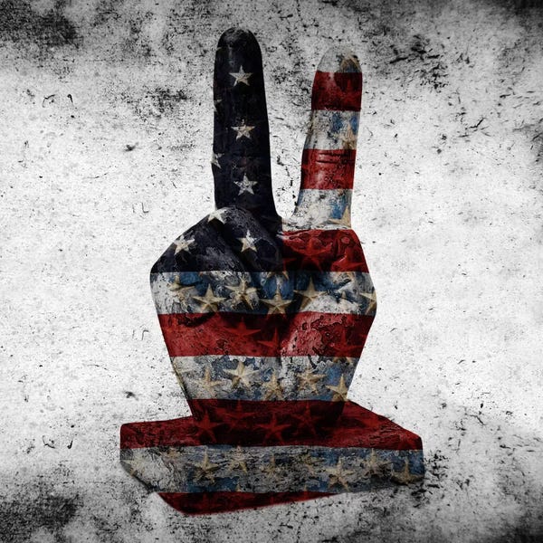 Peace Signs: Peace Hand SignUSA Flag by iCanvas