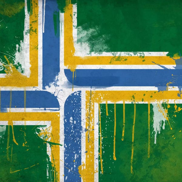Oregon: Portland, Oregon Paint Drip City Flag by iCanvas