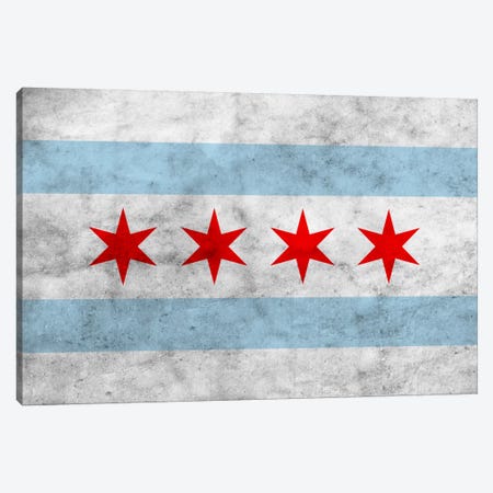 Chicago City Flag (Grunge) Canvas Print #FLG31} by iCanvas Art Print