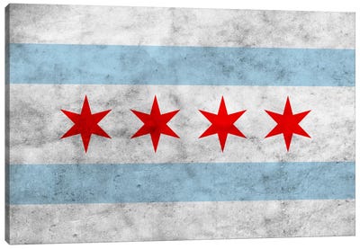 Chicago City Flag (Grunge) Canvas Art Print - Welcome Home, Chicago