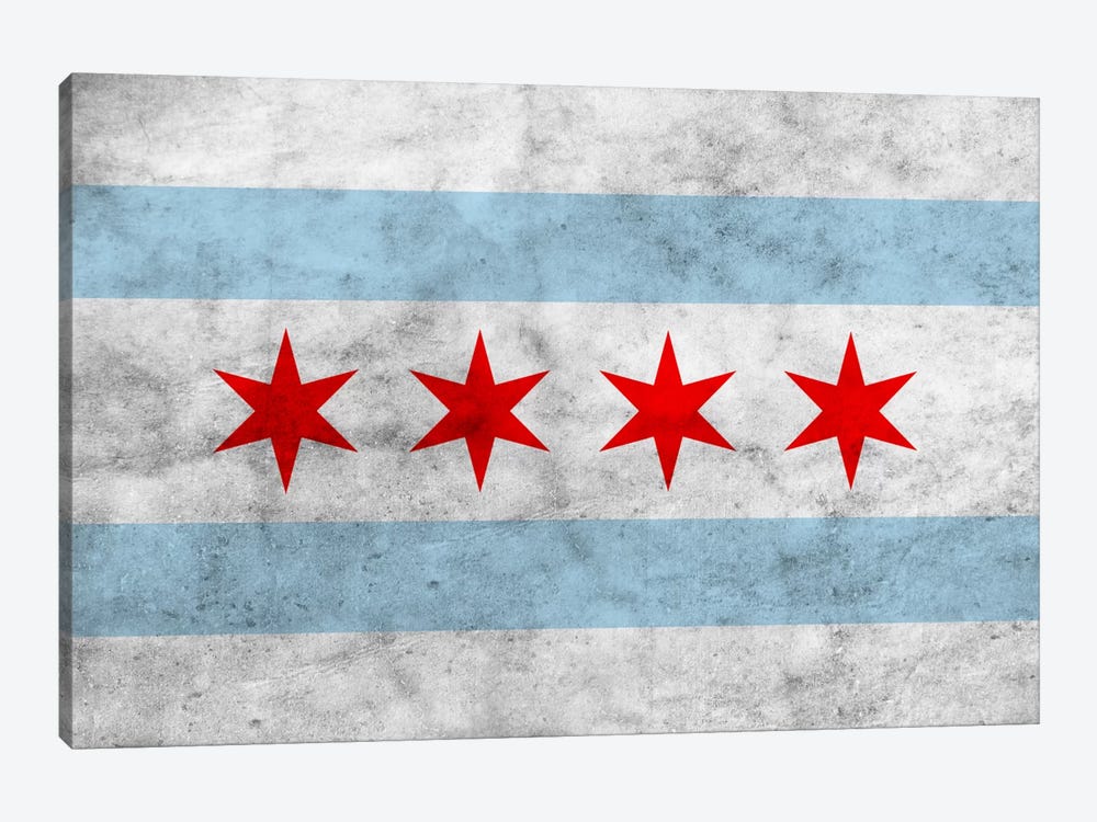 Chicago City Flag (Grunge) 1-piece Canvas Art