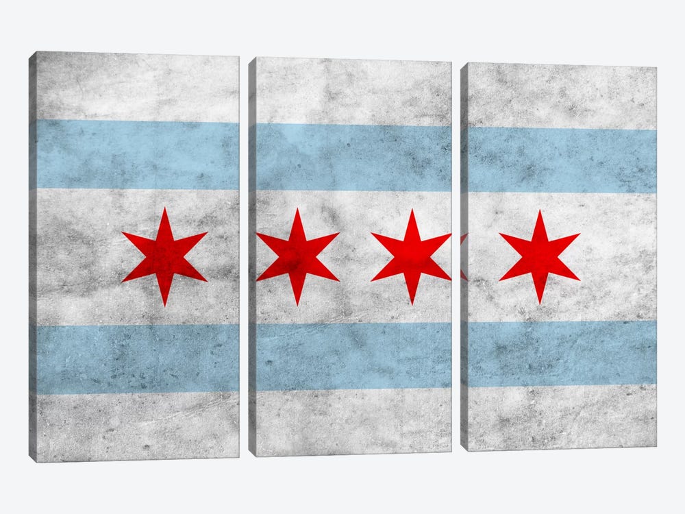 Chicago City Flag (Grunge) by 5by5collective 3-piece Canvas Artwork