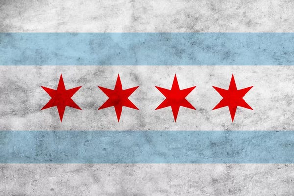 Flags: Chicago City Flag (Grunge) by 5by5collective