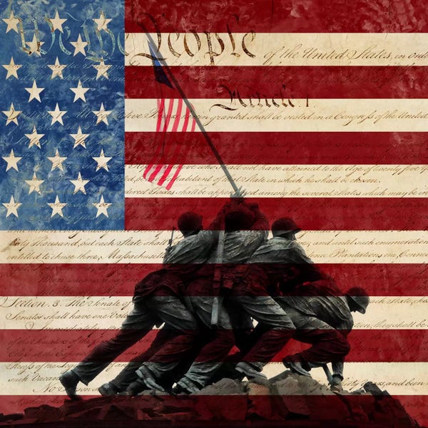 5by5collective: USA "Constitution" Flag (Iwo Jima War Memorial Background) by 5by5collective
