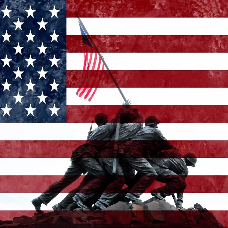 USA Flag (Iwo Jima War Memorial Background)