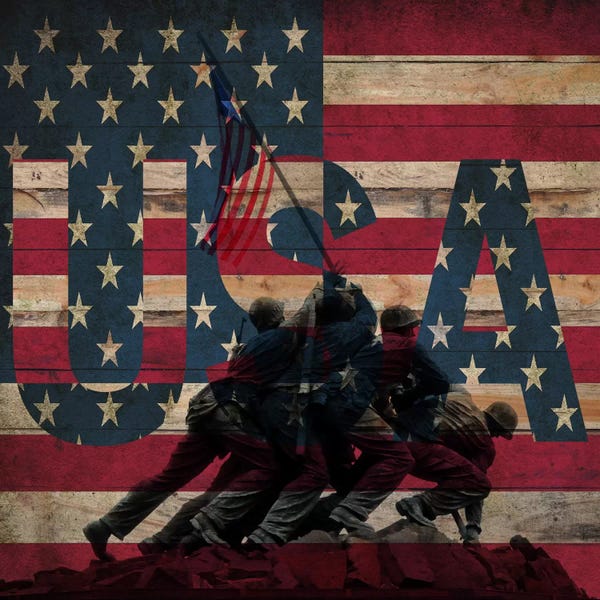 iCanvas: U.S. Marine Corps War Memorial (Iwo Jima Memorial) Flag by iCanvas