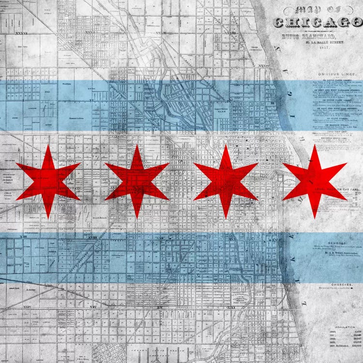 Chicago City Flag (Vintage Map)