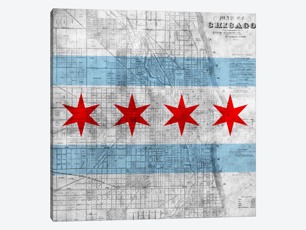 Chicago City Flag (Vintage Map) by iCanvas 1-piece Art Print
