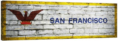San Francisco, California City Flag on Bricks Panoramic Canvas Art Print - Flags Collection