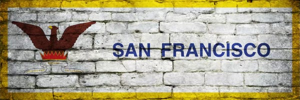 Flags Collection: San Francisco, California City Flag on Bricks Panoramic by iCanvas