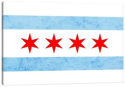 Chicago City Flag (Partial Grunge) Canvas Art Print - Other