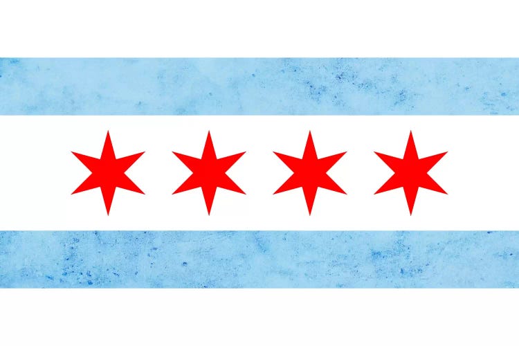 Chicago City Flag (Partial Grunge)