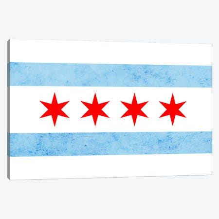 Chicago City Flag (Partial Grunge) Canvas Print #FLG33} by 5by5collective Art Print