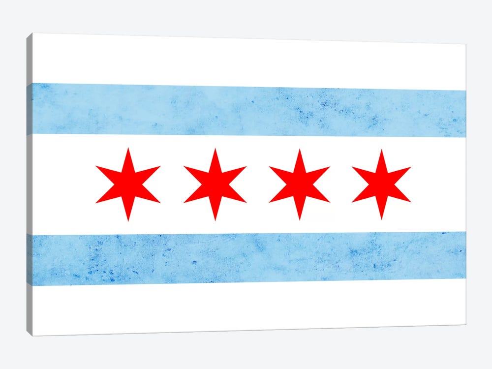 Chicago City Flag (Partial Grunge) by 5by5collective 1-piece Canvas Wall Art